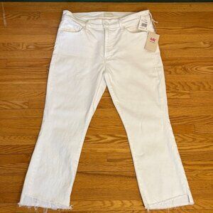 LIL MOTHER Insider Crop Step Fray Jeans – “Fairest Of Them All” White – Size 30